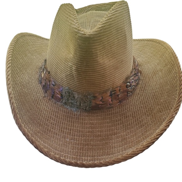 Resistol Brown Corduroy, Feather Western Hat‎ - Picture 1 of 5